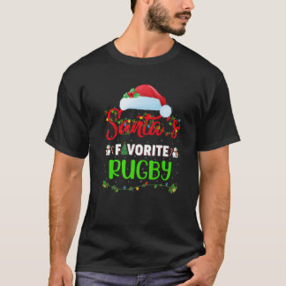 Lighting Xmas Santa's Favourite Rugby Christmas T-Shirt