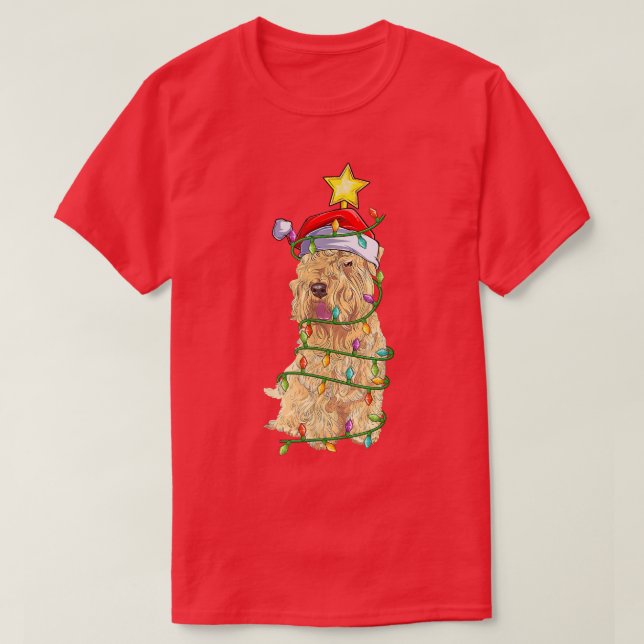 Lighting Xmas Tree Matching Santa Wheaten Terrier  T-Shirt (Design Front)