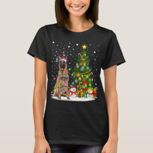 Lighting Xmas Tree Santa Belgian Malinois Dog Chri T-Shirt