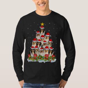 Lighting Xmas Tree Santa Christmas Rough Collie Do T-Shirt