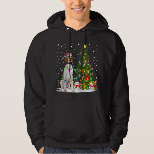 Lighting Xmas Tree Santa English Pointer Dog Chris Hoodie