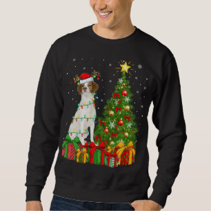 Lighting Xmas Tree Santa Hat Brittany Spaniel Dog Sweatshirt