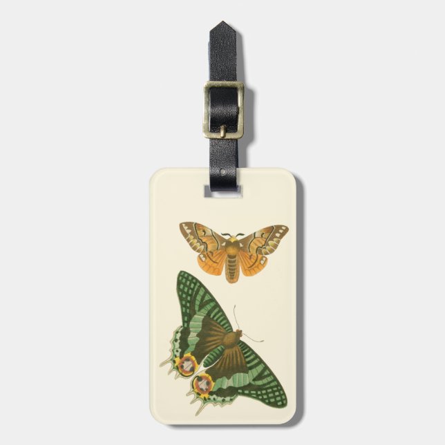 Lightly Bordered Butterfly Painting Luggage Tag (Front Vertical)