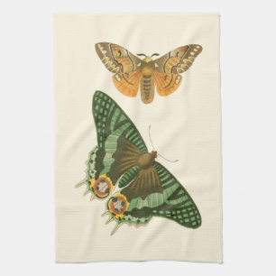 Lightly Bordered Butterfly Painting Tea Towel