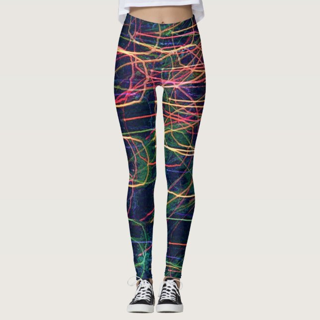 Lightning Abstract Art Colourful Leggings (Front)