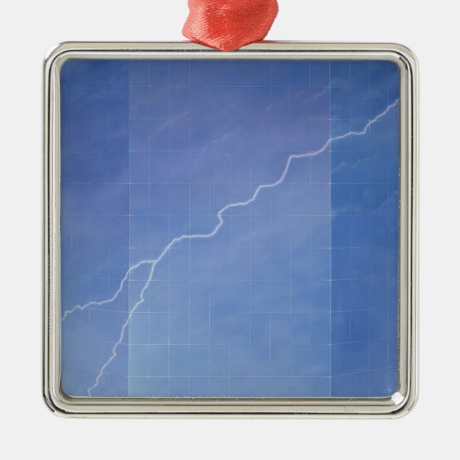 Lightning Across Glass Building Metal Tree Decoration (Front)