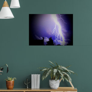 Lightning Among a Dark Blue Sky Poster