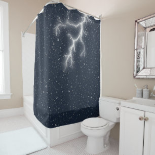 Lightning and Raindrops Shower Curtain