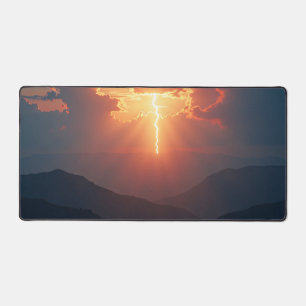 Lightning at Dusk Desk Mat
