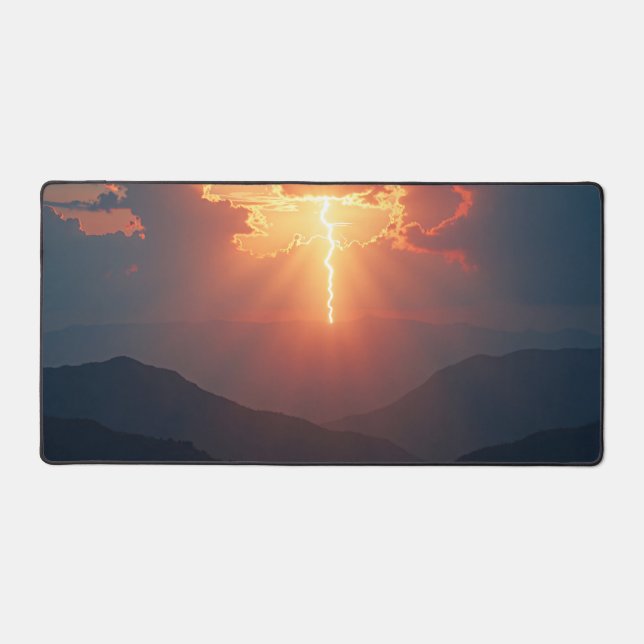 Lightning at Dusk Desk Mat (Front)
