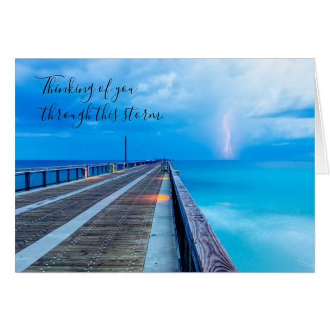 Lightning At Navarre Beach Pier Thinking Of U Card (Front Horizontal)