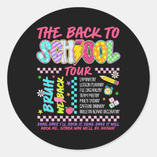 Lightning Bolt Abcd Back To School Tour Bruh We Ba Classic Round Sticker