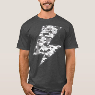 Lightning Bolt Black Camo Graphic Tee Grey Camoufl