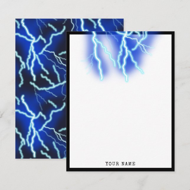 Lightning Bolt Electricity Thunderstorm Night Sky Card (Front/Back)
