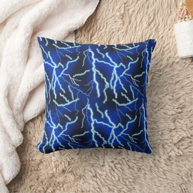 Lightning Bolt Electricity Thunderstorm Night Sky Cushion (Blanket)