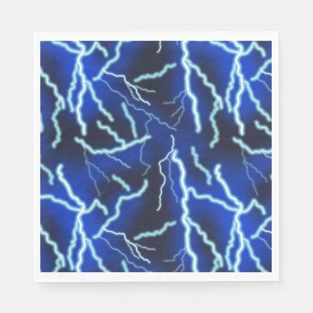 Lightning Bolt Electricity Thunderstorm Night Sky Napkin (Front)