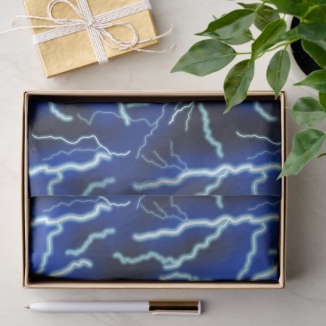 Lightning Bolt Electricity Thunderstorm Night Sky Tissue Paper (Gift)