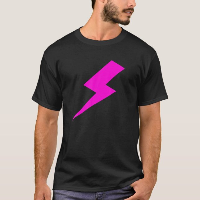 Lightning Bolt Hot Pink Flash Print T-Shirt (Front)