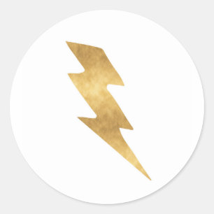 Lightning Bolt in Metallic Gold Classic Round Sticker