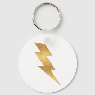 Lightning Bolt in Metallic Gold Key Ring
