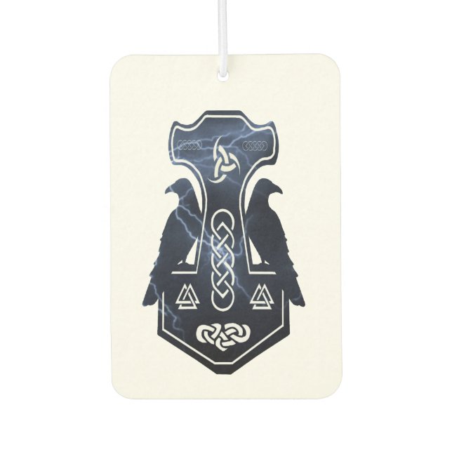 Lightning Bolt Norse Thor's Hammer Car Air Freshener (Front)