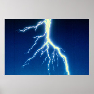 Lightning bolt over blue background poster