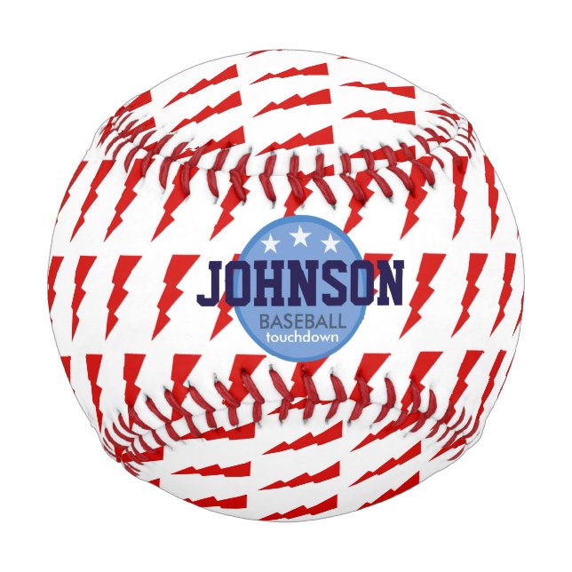 lightning bolt red-blue personalised baseball (Front)