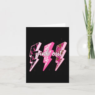 Lightning Bolt Ribbon Pink Out Breast Cancer Mum G Card
