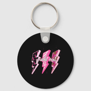 Lightning Bolt Ribbon Pink Out Breast Cancer Mum G Key Ring