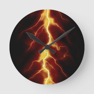 Lightning Bolt Round Clock