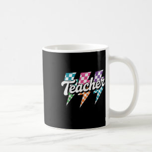 Lightning Bolt Teacher Back To School Chequered Re Coffee Mug