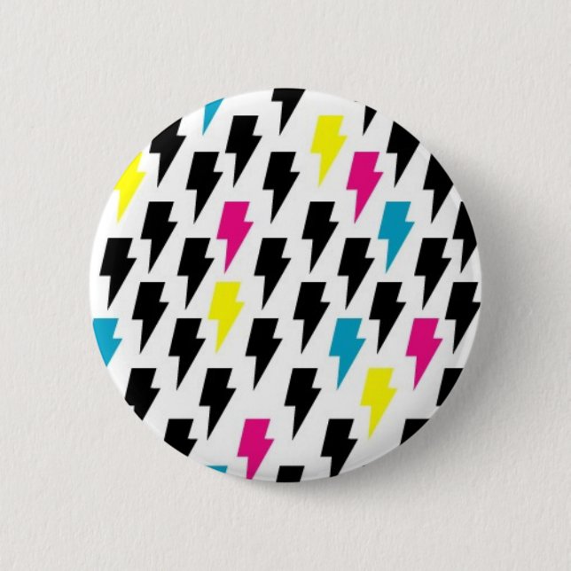 Lightning bolts 6 cm round badge (Front)