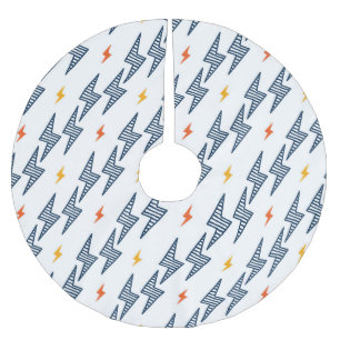 Lightning Bolts Doodle Seamless Flash Brushed Polyester Tree Skirt