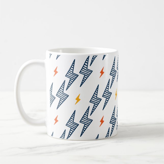 Lightning Bolts Doodle Seamless Flash Coffee Mug (Left)