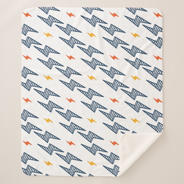 Lightning Bolts Doodle Seamless Flash Sherpa Blanket (Front)
