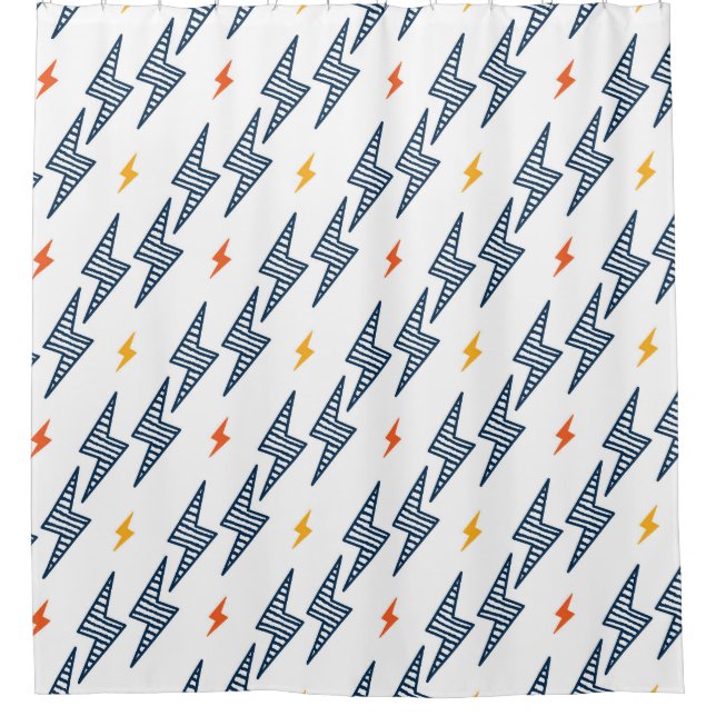 Lightning Bolts Doodle Seamless Flash Shower Curtain (Front)