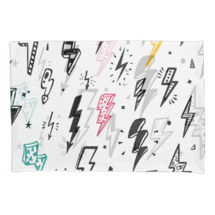 Lightning bolts, hand-drawn doodle set. pillowcase
