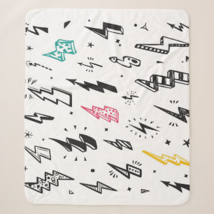 Lightning bolts, hand-drawn doodle set. sherpa blanket