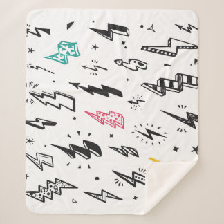 Lightning bolts, hand-drawn doodle set. sherpa blanket