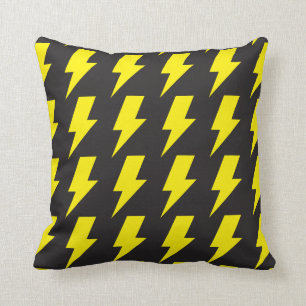 Lightning bolts yellow black cushion