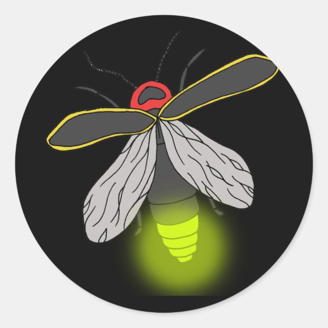 lightning bug flight lit classic round sticker (Front)