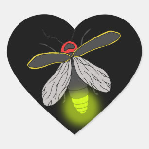 lightning bug flight lit heart sticker