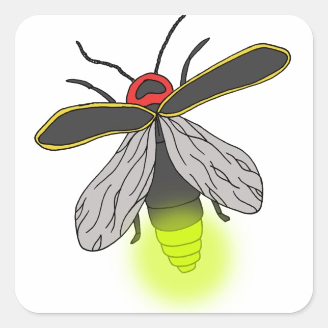 lightning bug flight lit square sticker (Front)