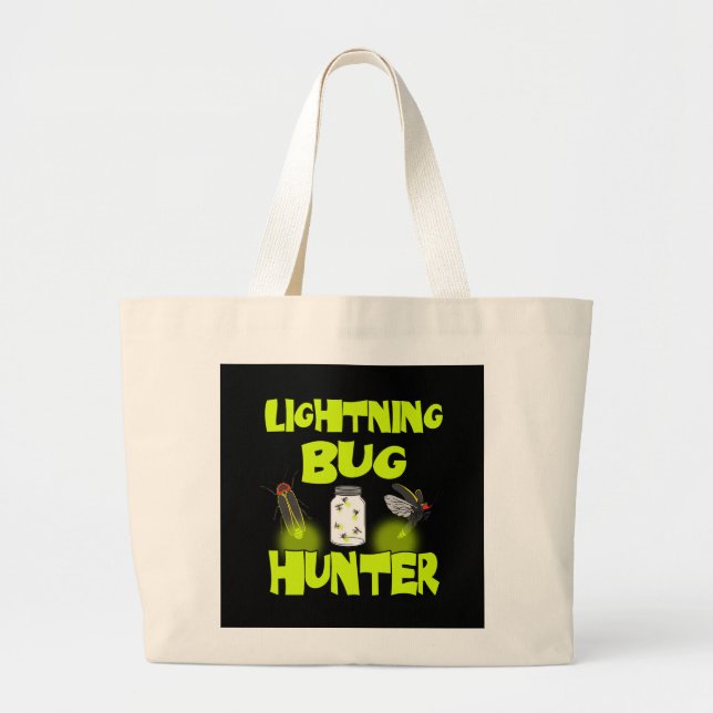 lightning bug hunter large tote bag (Front)