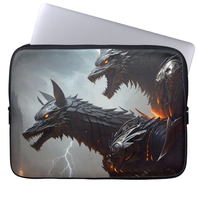 Lightning Cyborg Wolves Laptop Sleeve (Front)