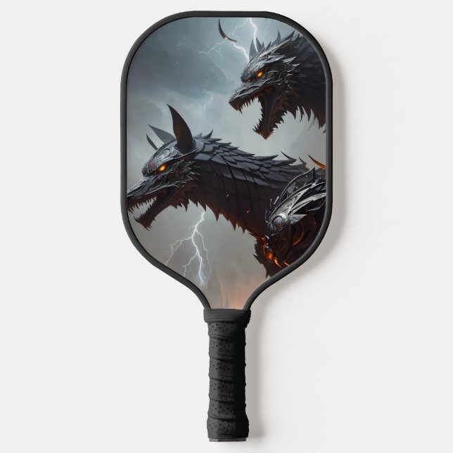 Lightning Cyborg Wolves Pickleball Paddle (Front)