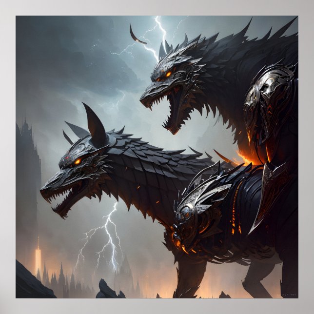 Lightning Cyborg Wolves Poster (Front)