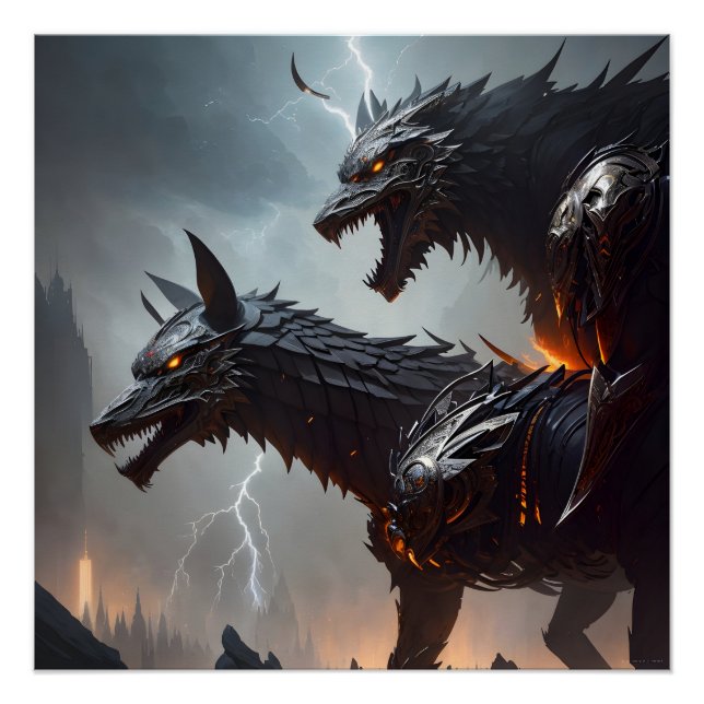 Lightning Cyborg Wolves Poster (Front)