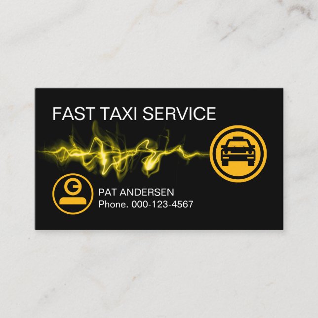 Lightning Fast Taxi Service Driving Business Card (Front)