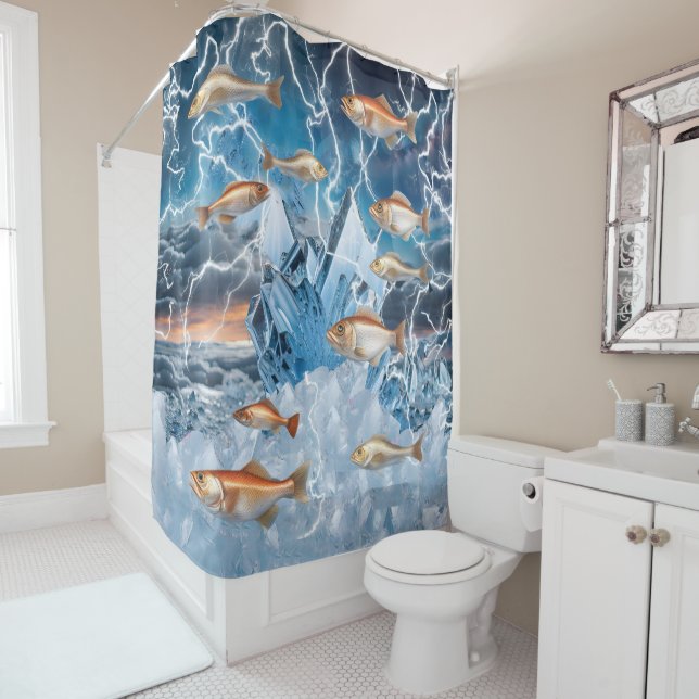 Lightning Fish Shower Curtain (In Situ)
